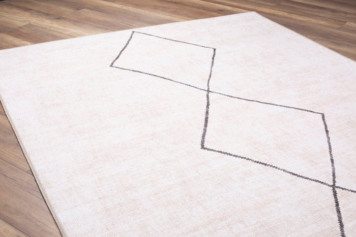 Conceptum Alfombra Beige AL 194 de Poliéster, 150 x 230 cm, Suave y Lavable a Máquina